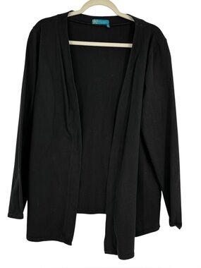 Women’s Fresh Produce Size Large Black Cotton Open Front Cardigan Sweater